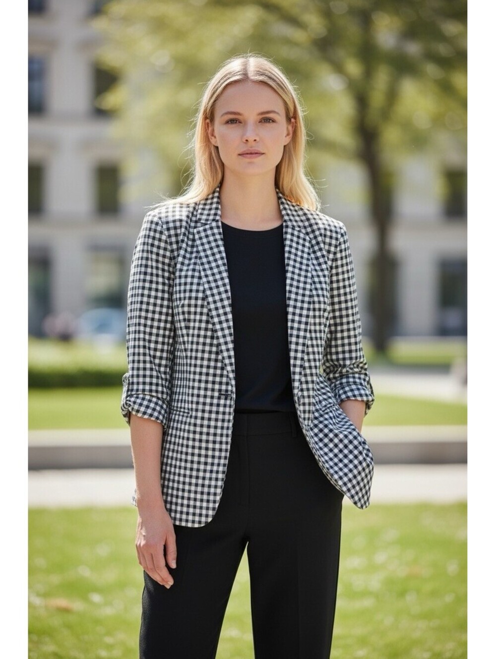 DKNY NWOT Plaid Ruched Sleeve Open Front Blazer Women’s Size 8 [COPY]